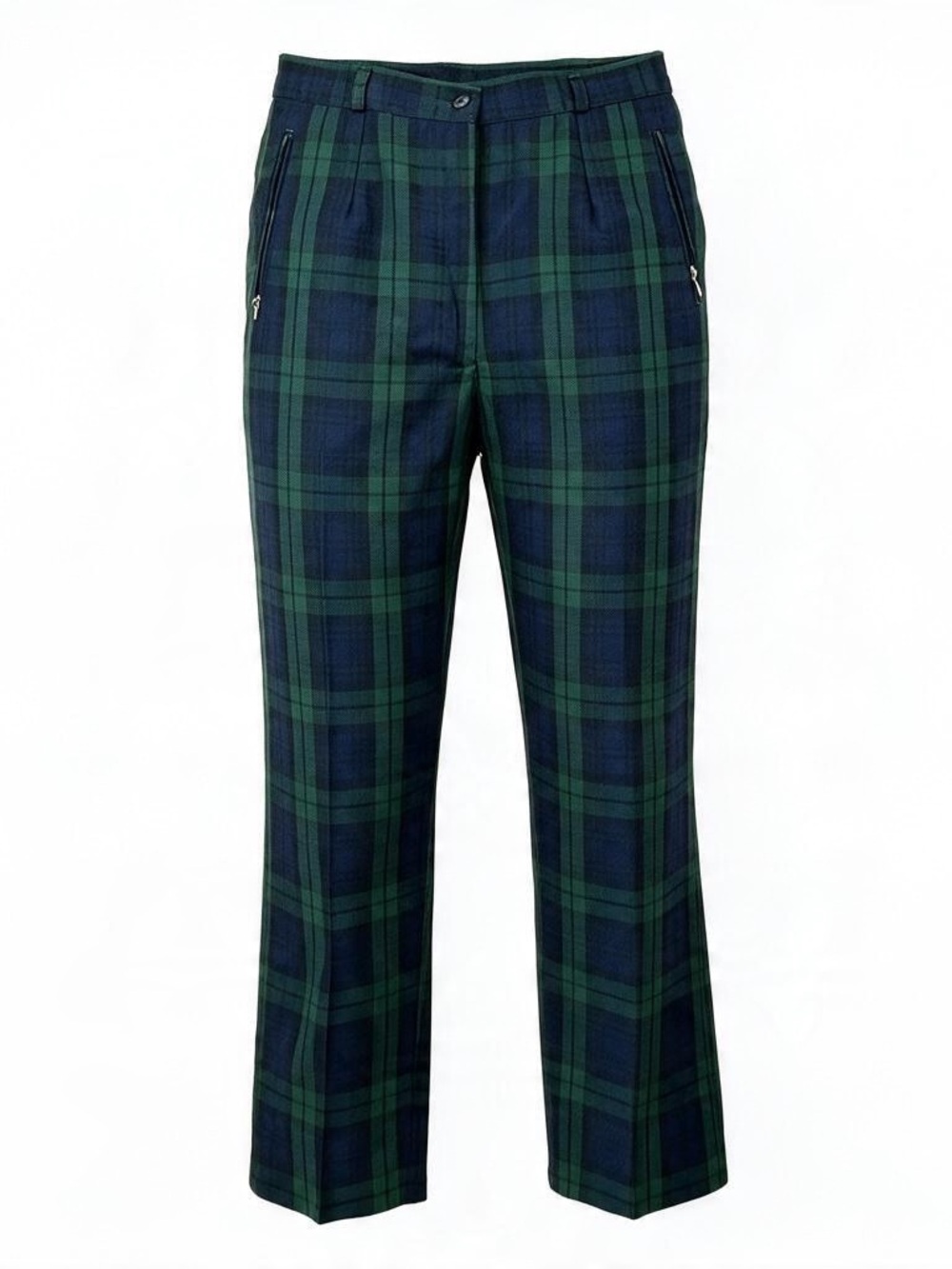 Murray-Golf Tartan Plaid Golf Pants in Green and Navy Blue Inseam 27in